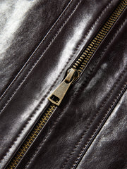 Women's Cropped Oversized Waxed Leather Jacket