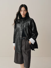 Women's Relaxed Straight-Cut Leather Jacket