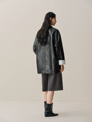 Women's Relaxed Straight-Cut Leather Jacket