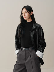 Women's Relaxed Straight-Cut Leather Jacket