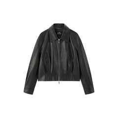 Women's Commuter Cropped Genuine Leather Corset Jacket