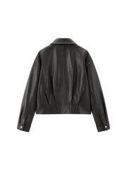 Women's Commuter Cropped Genuine Leather Corset Jacket