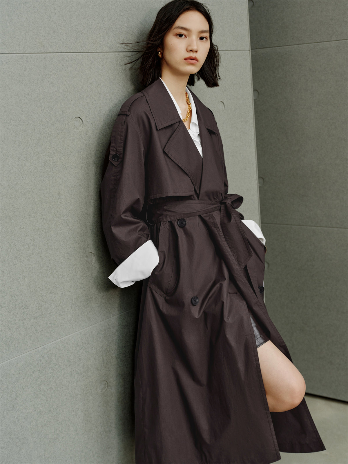 Women's Oversized Double-Breasted Trench Coat