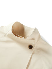 Women's Beige Asymmetric Oversized Belted Trench Coat