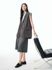 Women's Pleated Wide-Leg Tailored Bermuda Shorts