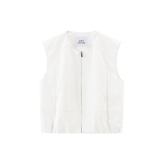 Women's Cropped Vest with Pleated Hem