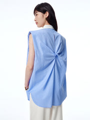 Women's Striped Twist-Back Sleeveless Shirt