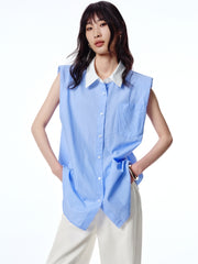 Women's Striped Twist-Back Sleeveless Shirt