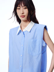 Women's Striped Twist-Back Sleeveless Shirt