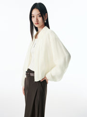 Women's Glossy Cropped Shirt with Bubble Hem