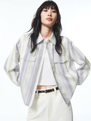 Women's Striped Shirt with Detachable Cape