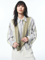 Women's Striped Shirt with Detachable Cape