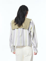 Women's Striped Shirt with Detachable Cape