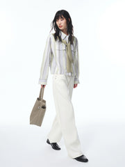 Women's Striped Shirt with Detachable Cape
