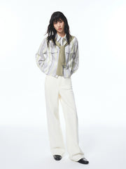 Women's Striped Shirt with Detachable Cape