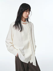 Women's Textured Shirt with Flowing Neck Tie