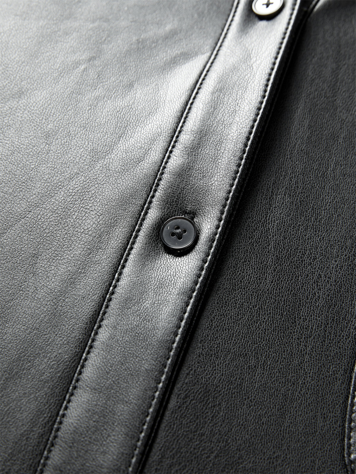 Women's PU Leather Trench-Style Long-Sleeve Shirt
