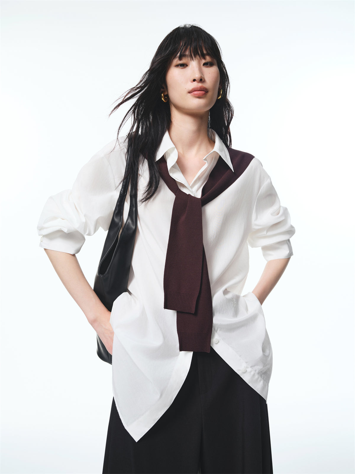 Women's Cupro Shirt with Detachable Cape