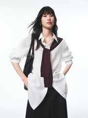 Women's Cupro Shirt with Detachable Cape