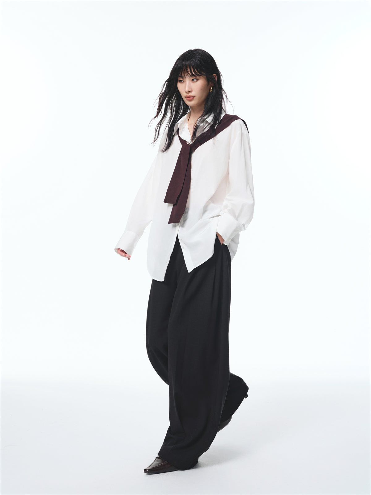 Women's Cupro Shirt with Detachable Cape
