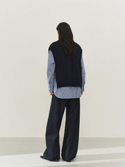 Women's Knit Vest and Plaid Shirt Two-Piece Set