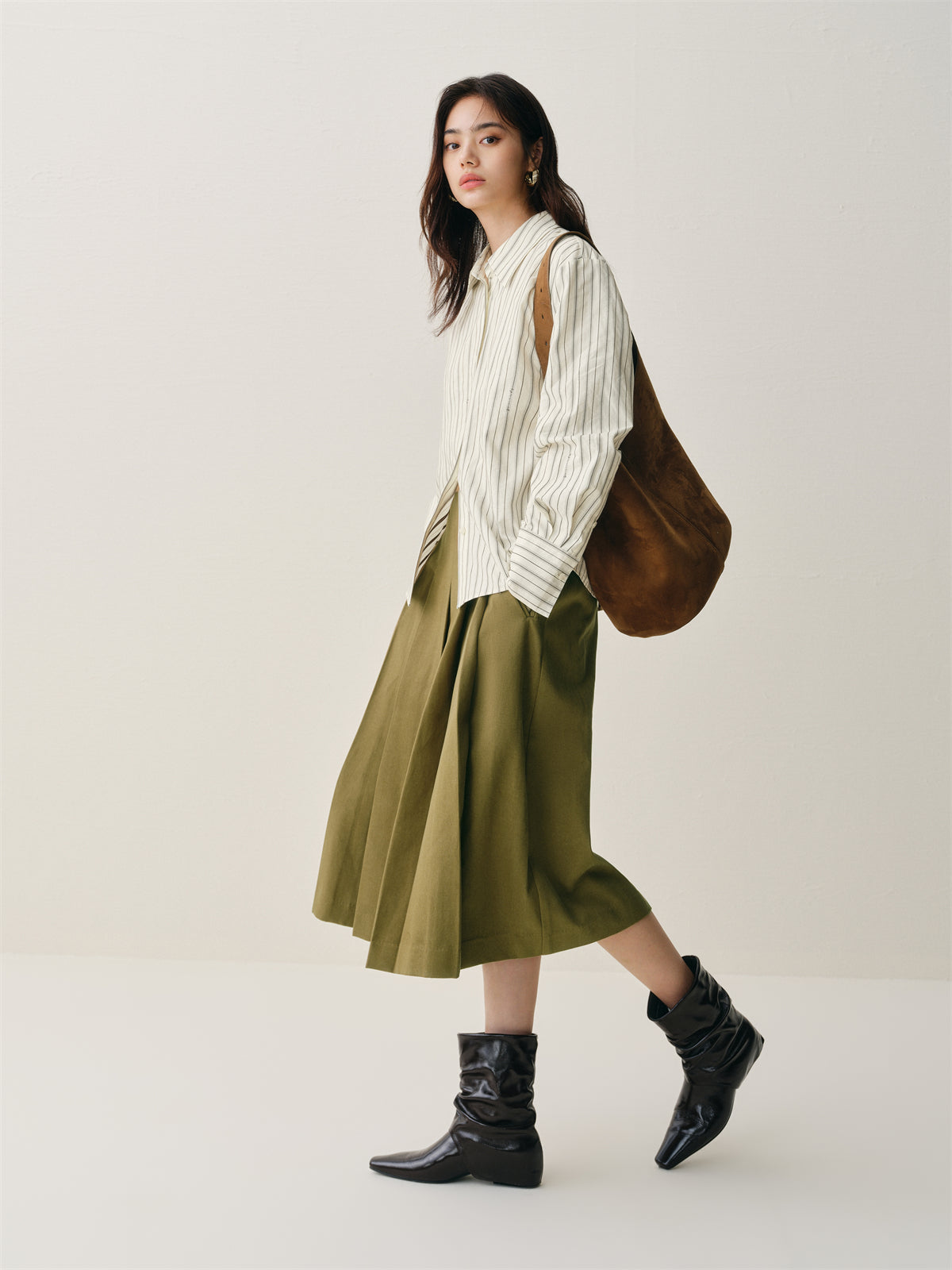 Women's Oversized Contrast-Stripe Shirt