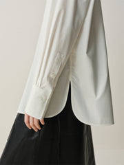 Women's Brushed Oversized Stand-Collar Shirt