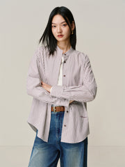 Women's Oversized Striped Long-Sleeve Shirt