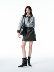 Women's Plaid Shirt with Detachable Cape