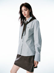 Women's Plaid Shirt with Detachable Cape