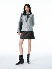 Women's Plaid Shirt with Detachable Cape