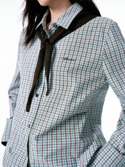 Women's Plaid Shirt with Detachable Cape