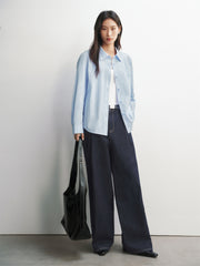 Women's Striped Long-Sleeve Shirt & Vest Two-Piece Set