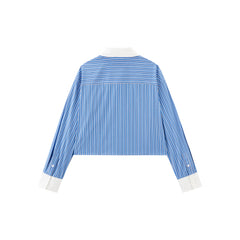 Women's Cropped Commuter Striped Shirt  [Available only in China]