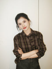 Women's Casual Wheat-Check Shirt