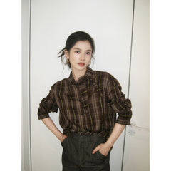 Women's Casual Wheat-Check Shirt