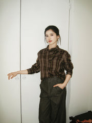 Women's Casual Wheat-Check Shirt