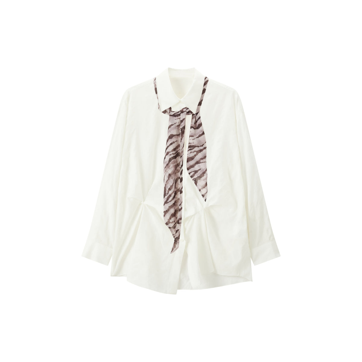 Women's Casual Waist-Pleated Long-Sleeve Shirt