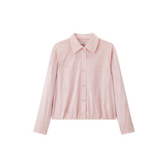 Women's Casual Pink Cropped Long-Sleeve Shirt