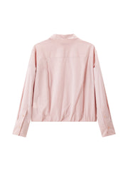 Women's Casual Pink Cropped Long-Sleeve Shirt