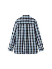 Women's Commuter Tencel Plaid Detachable-Tie Shirt