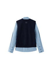 Women's Commuter Plaid Shirt & Knit Vest Two-Piece Set