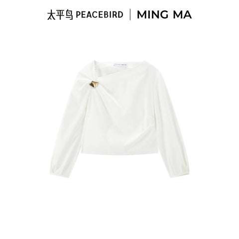 *US Final Sale* Women's Asymmetrical Ruched Blouse
