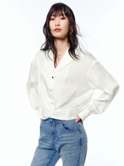 Women's Twisted Cropped Acetate Blouse