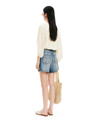Women's Applique Lantern Sleeve Blouse