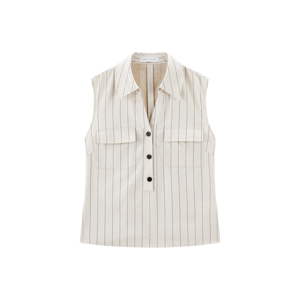 Women's Minimalist Vertical Stripe V-neck Top
