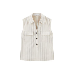 Women's Minimalist Vertical Stripe V-neck Top