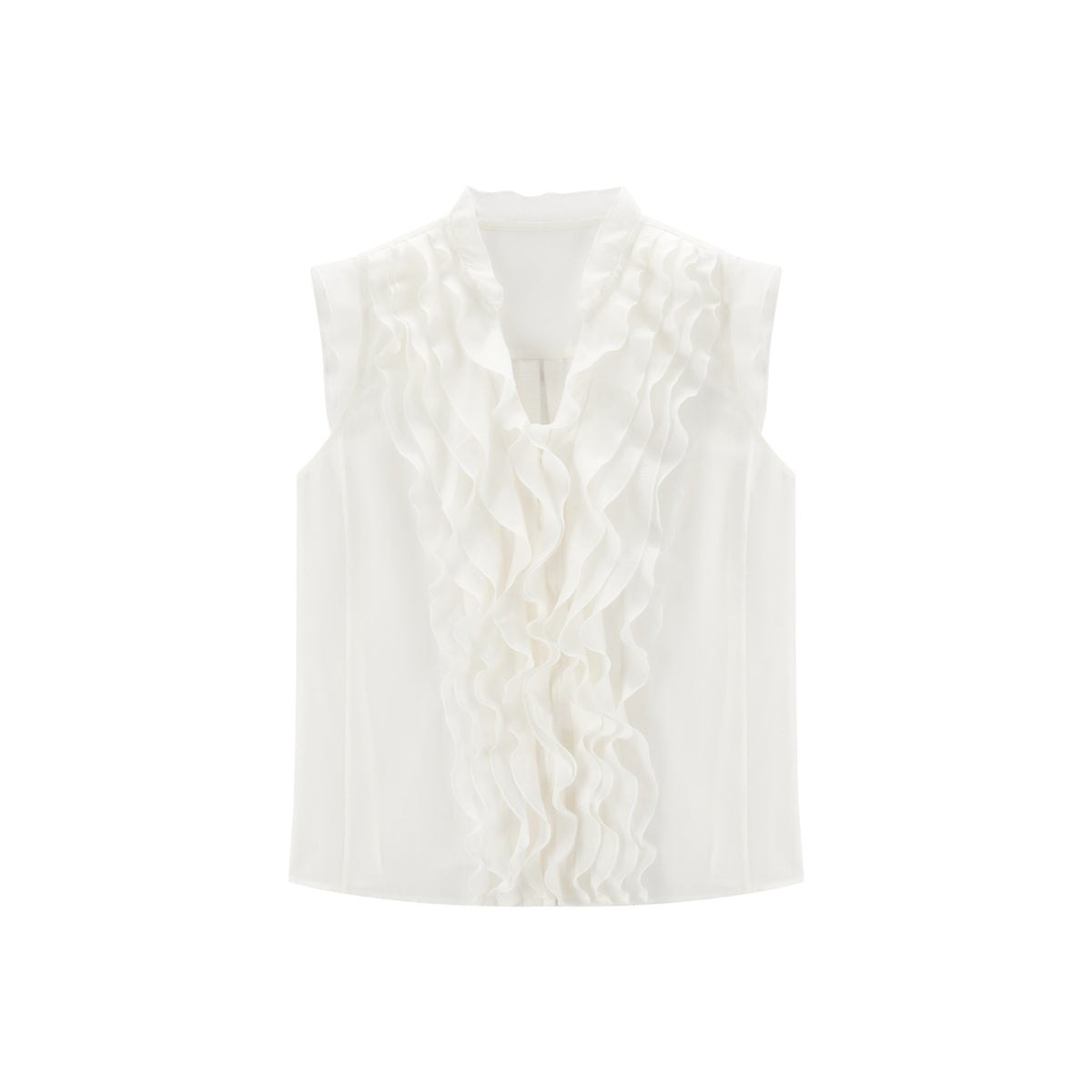 Women Elegant Ruffle Sleeveless Blouse