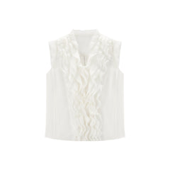 Women Elegant Ruffle Sleeveless Blouse