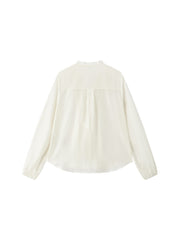 Women's Tencel Sheer Ruffle Long-Sleeve Shirt